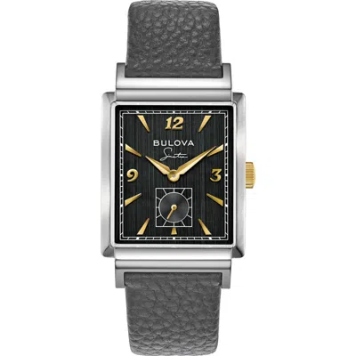 Bulova Frank Sinatra My Way Leather Strap Watch, 29.5mm In Gray