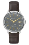 Bulova Men's Frank Sinatra Collection Brown Leather Strap Watch 40mm In Silverone