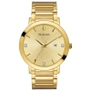 Bulova Futuro Mens Diamond Accent Gold Tone Stainless Steel Bracelet Watch 97d115 In Gold