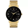 Bulova Futuro Mens Diamond Accent Gold Tone Stainless Steel Bracelet Watch 97d116 In Gold