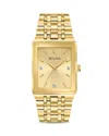 Bulova Quadra Mens Stainless Steel Bracelet Watch 97d120 In Gold