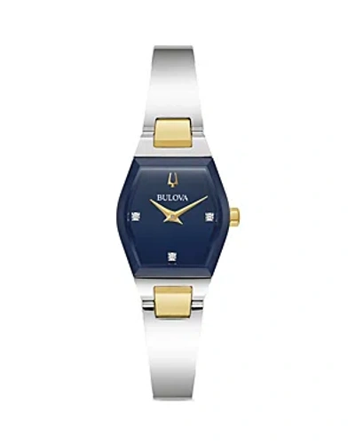 Bulova Women's Modern Gemini Diamond Accent Stainless Steel Bangle Bracelet Watch 23mm In Silver-tone
