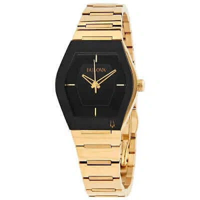 Pre-owned Bulova Gemini Quartz Black Dial Ladies Watch 97l164