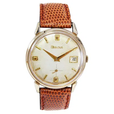 Pre-owned Bulova Gold Filled Art Deco Watch With Original Dial And Calendar Circa 1950's In Multi