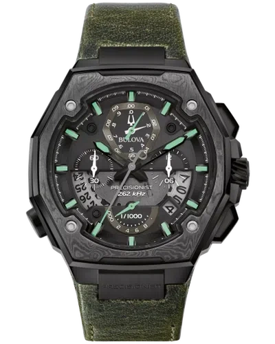 Pre-owned Bulova Green Mens Chronograph Watch Precisionist X Special Edition 98b355