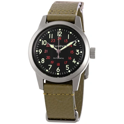 Bulova Hack Automatic Black Dial Men's Watch 98a255 In Black / Green / Grey