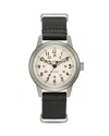 Bulova Men's Automatic Military Black Leather Strap Watch 38mm In White