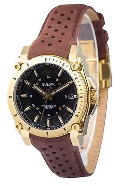 Pre-owned Bulova Icon Precisionist Leather Strap Black Dial Quartz 97b216 100m Men's Watch