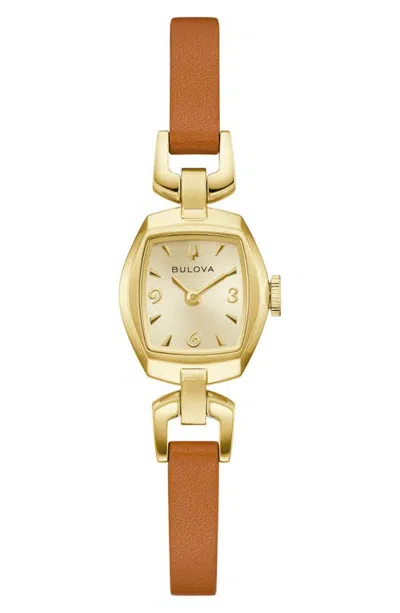 Bulova Jackie Leather Strap Watch In Brown