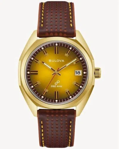 Pre-owned Bulova Jet Star Gold Tone Dial Men Watch 97b214
