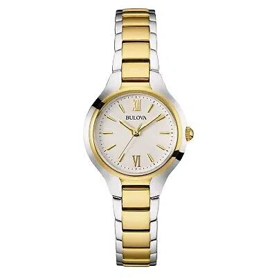 Pre-owned Bulova Ladies' Classic Dress 3-hand Quartz Stainless Steel Watch Two Tone Gold