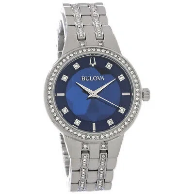 Pre-owned Bulova Ladies Phantom Blue Dial Stainless Steel Crystal Quartz Watch 96l276