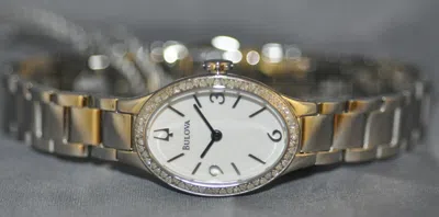 Pre-owned Bulova Ladies Winslow White Dial 60 Diamonds Stainless Steel Watch 96r191