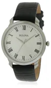Bulova Leather Mens Watch In Black
