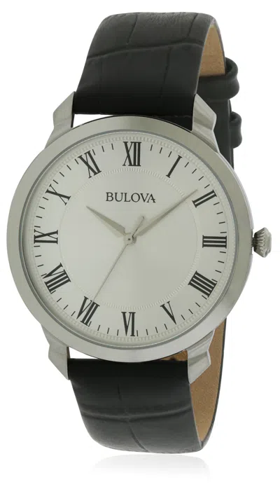 Bulova Leather Mens Watch In Black