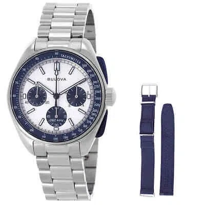 Pre-owned Bulova Lunar Pilot Archive Chronograph Quartz Silver Dial Men's Watch 98k112