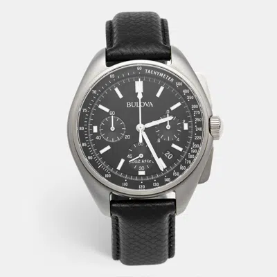 Pre-owned Bulova Lunar Pilot Special Edition 96b251 Black Dial Stainless Steel Men's Wristwatch 45 Mm