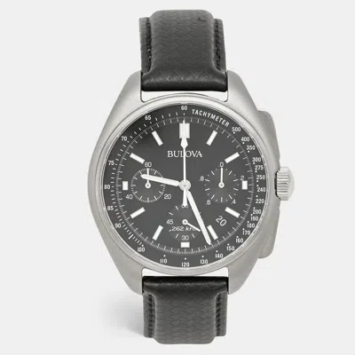 Pre-owned Bulova Lunar Pilot Special Edition 96b251 Black Dial Stainless Steel Men's Wristwatch 45 Mm