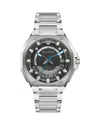 Bulova Mens Silver Tone Stainless Steel Bracelet Watch 98b456 In Metallic