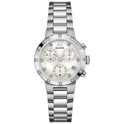 Pre-owned Bulova Maiden Lane 96r202 Chronograph Diamond Mop Dial Ladies Watch $499