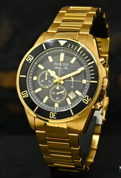 Pre-owned Bulova Man's Marine Star Chronograph Gold Tone Watch 98b250