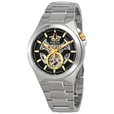 Pre-owned Bulova Maquina Black-skeleton Dial Automatic Men's Watch 98a224