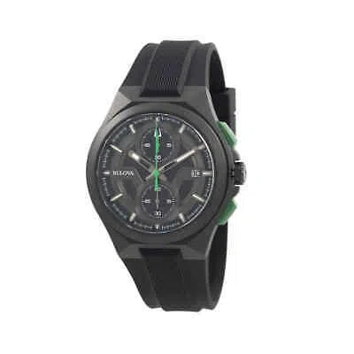 Pre-owned Bulova Maquina Chronograph Quartz Black Dial Men's Watch 98b381
