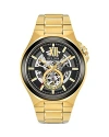 Bulova Maquina Mens Automatic Gold Tone Stainless Steel Bracelet Watch 98a178 In Black/gold