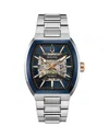 Bulova Maquina Mens Automatic Silver Tone Stainless Steel Bracelet Watch 98a319 In Blue/silver