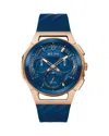Bulova Men's Chronograph Marc Anthony Curv Blue Epdm Rubber Strap Watch 44mm In Blue