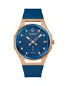 Bulova Women's Marc Anthony Curv Diamond Accent Blue Silicone Strap Watch 41mm In Blue/blue