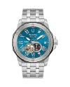 Bulova Modern Marc Anthony Mens Automatic Diamond Accent Silver Tone Stainless Steel Bracelet Watch 98d184 In Blue/silver