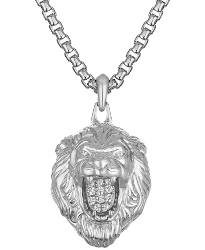 Bulova Marc Anthony Men's Diamond Lion Pendant Necklace (1/10 Ct. T.w.) In Sterling Silver-plate, 24" + 2" In No Color