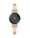 Bulova X Marc Anthony Women's Modern Diamond Accent Rose Gold-tone Stainless Steel Bangle Bracelet Watch 26 In Black/rose Gold