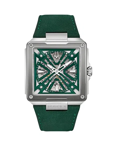 Bulova Marc Anthony Series X2 Leather Strap Watch, 41mm X 41mm In Green