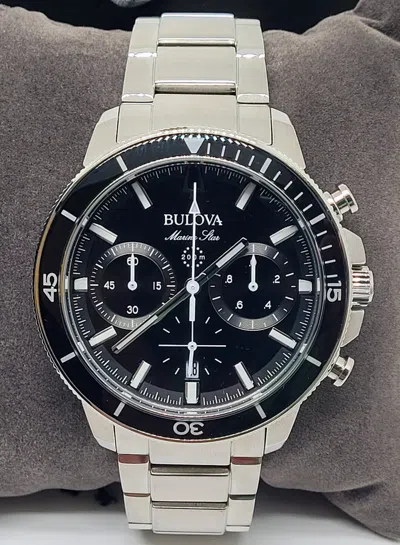 Pre-owned Bulova Marine Star 96b272 Men's Black Dial Chronograph Watch