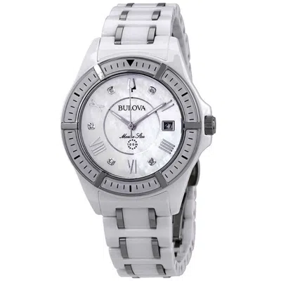 Pre-owned Bulova Marine Star 98p172 37mm White Women's Watch