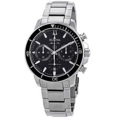 Pre-owned Bulova Marine Star Chronograph Black Dial Men's Watch 96b272