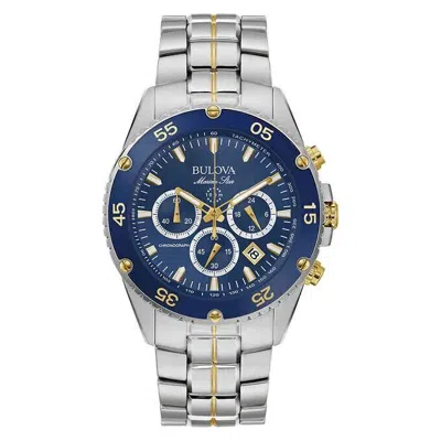 Pre-owned Bulova Marine Star Chronograph Blue Dial Men's Watch 98b301