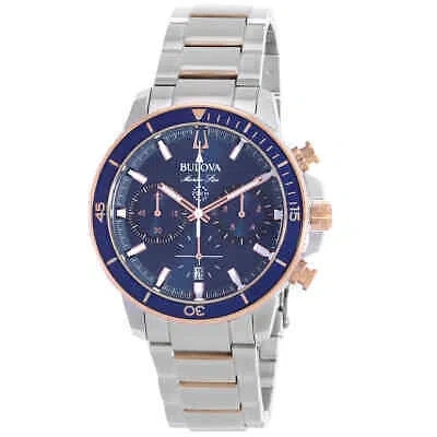 Pre-owned Bulova Marine Star Chronograph Blue Dial Men's Watch 98b301