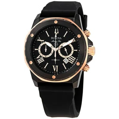 Pre-owned Bulova Marine Star Chronograph Quartz Men's Black Calendar Watch 44 Mm 98b307