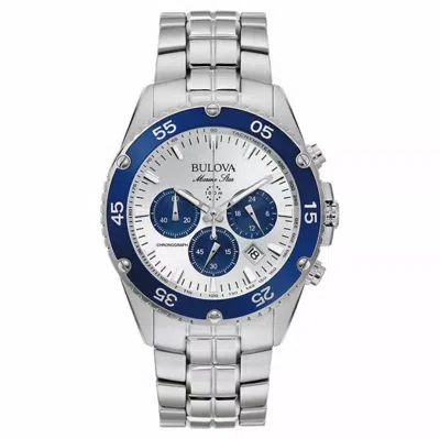 Pre-owned Bulova Marine Star Chronograph Stainless Steel Quartz Men's Watch 98b423