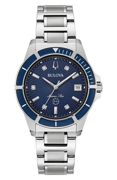 Bulova Marine Star Diamond Bracelet Watch, 34mm In Multi