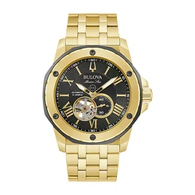 Bulova Marine Star Mens Automatic Gold Tone Stainless Steel Bracelet Watch 98a273 In Yellow