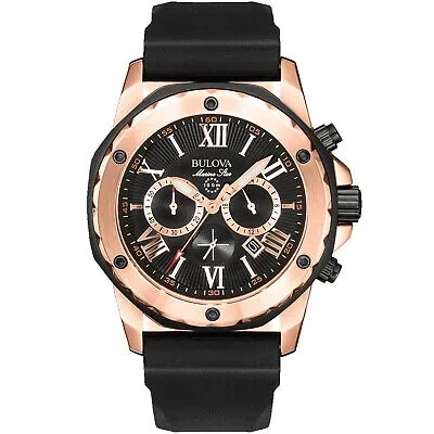 Pre-owned Bulova Marine Star Rubber Mens Watch 98b104