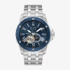 Bulova Marine Star Series A Mens Automatic Chronograph Silver Tone Stainless Steel Bracelet Watch 98a302 In Blue