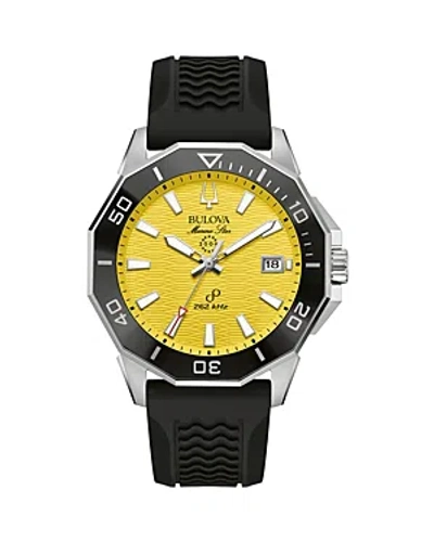 Bulova Men's Marine Star Black Silicone Strap Watch 43mm In Yellow/black