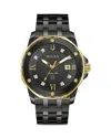 Bulova Marine Star Mens Diamond Accent Black Stainless Steel Bracelet Watch 98d176 In Black
