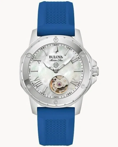 Pre-owned Bulova Marine Star White Mother-of-pearl Dial Women's Watch 96l324