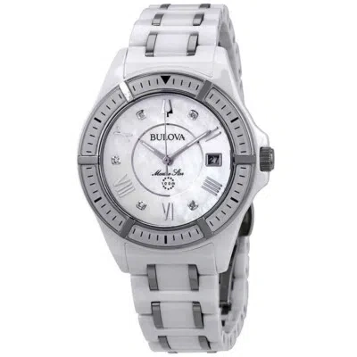 Pre-owned Bulova Marine Star Women's Automatic Watch - White Stainless Steel - 98p172